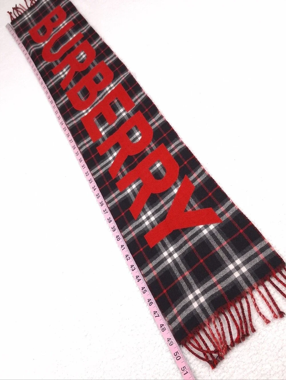 Burberry boys check plaid wool scarf large logo spellout preppy luxury old money